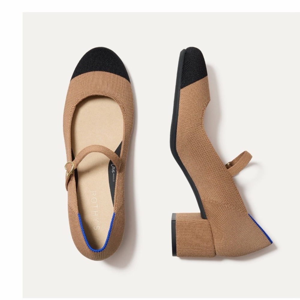 Rothy's Tan and Black Women's Mary Jane heels size 10.5